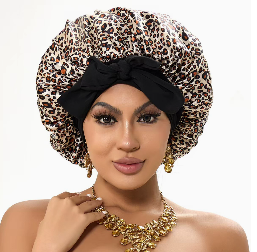100% Silk Bonnet with Comfort Elastic Band and silk scrunchie